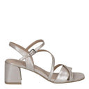 Caprice, 28302-26-354, women’s heeled sandal, taupe suede metallic gold, side view