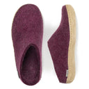 Glerups Slipper With Leather Sole - Cranberry - Shoetopia Footwear