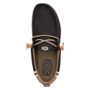 Hey Dude, Wally Craft Linen, Men's, Casual Slip-On, Black/Walnut, Top view