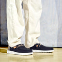 Hey Dude, Wally Craft Linen, Men's, Casual Slip-On, Black/Walnut, Lifestyle image