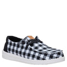 Hey Dude, Wendy Buffalo Check, Women's, Casual Shoe, Black Plaid, Angled view
