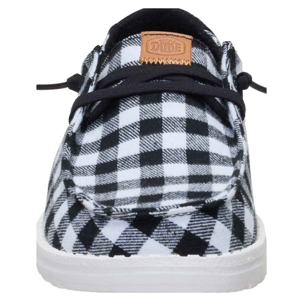 Hey Dude, Wendy Buffalo Check, Women's, Casual Shoe, Black Plaid, Front view