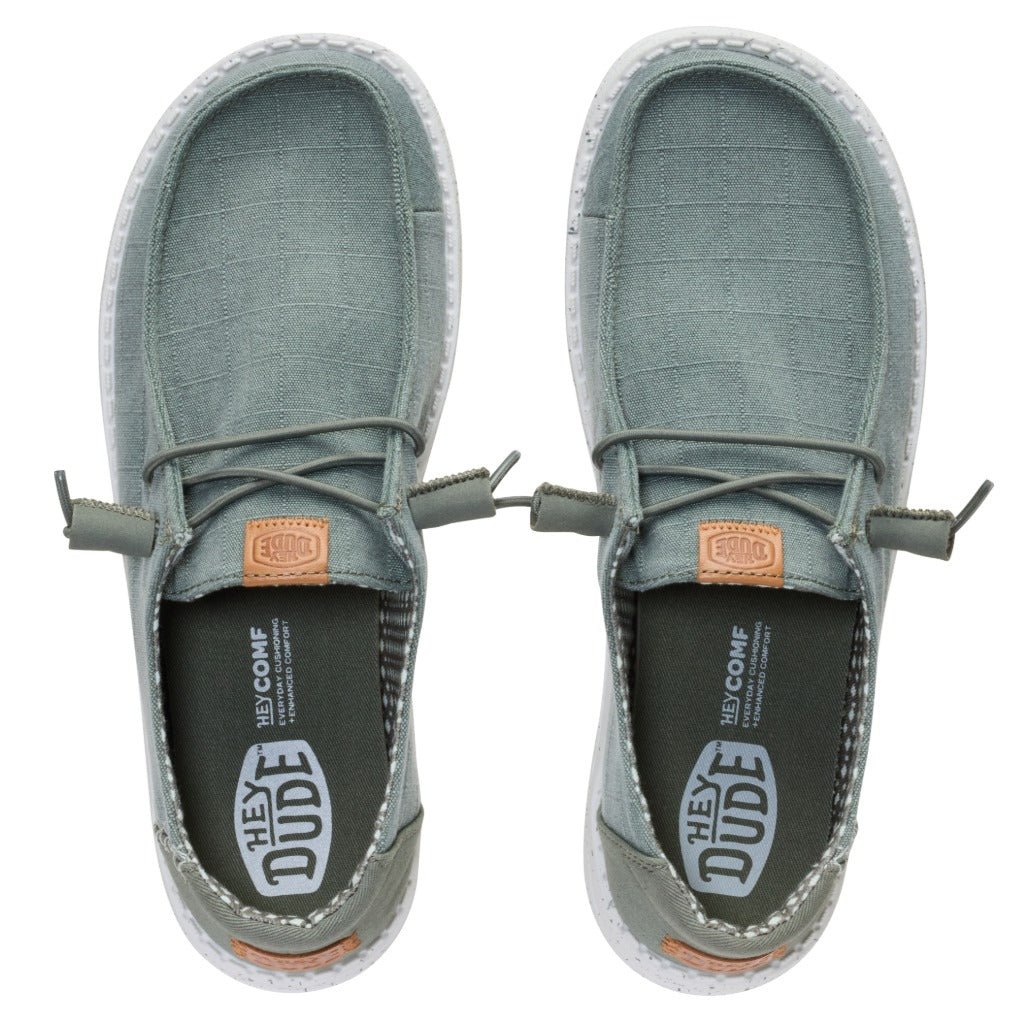 Hey Dude Wendy Chambray Grid Olive - Shoetopia Footwear