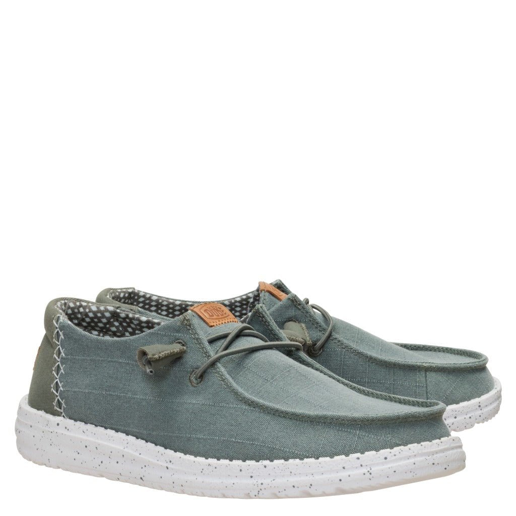 Hey Dude Wendy Chambray Grid Olive - Shoetopia Footwear