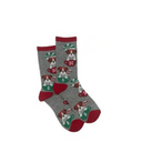Hotsox, Dogs In Mugs, Women's, Crew Sock, Grey, Side view