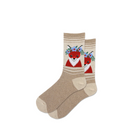 Hotsox, Flower Crown, Women's, Crew Sock, Tan, Side view