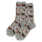 Hotsox, Horses, Women's, Crew Sock, Grey, Front view