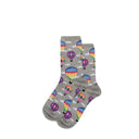Hotsox, Hot Air Balloons, Women's, Crew Sock, Grey, Side view
