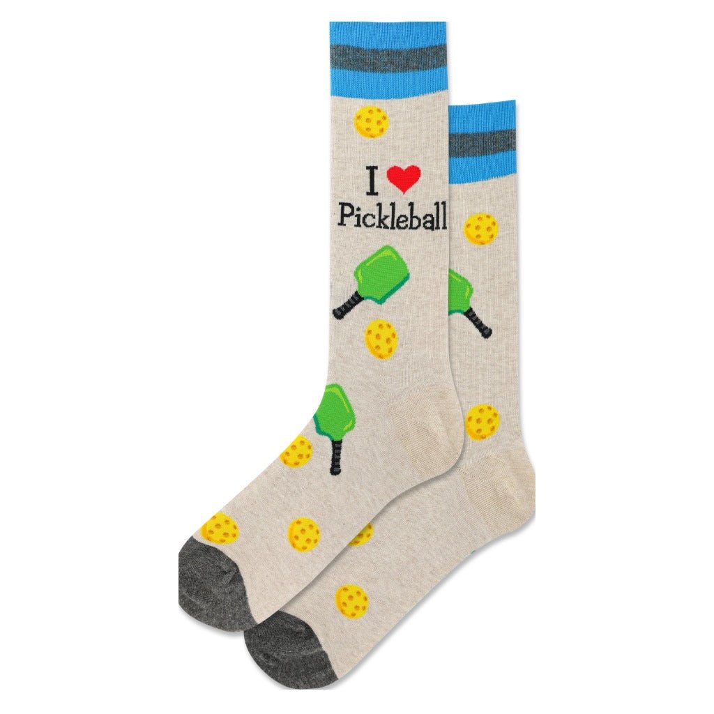 Hotsox Men's Graphic Sock - Pickleball, Natural - Shoetopia Footwear