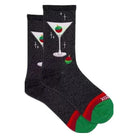 Hotsox, Metallic Martini, Women's, Crew Sock, Black, Front view