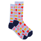 Hotsox, Puzzle, Women's, Crew Sock, Periwinkle, Front view