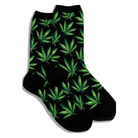 Hotsox, Weed, Women's, Crew Sock, Black, Front view
