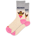 Hotsox, Meowdy, Women's, Crew Sock, Grey Heather, Product photo