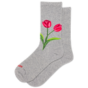Hotsox, Tulip Floral, Women's, Crew Sock, Grey, Product photo