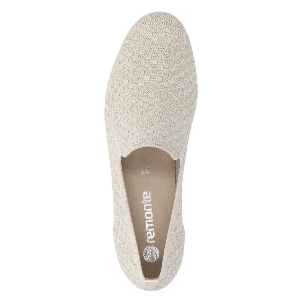 Remonte, D0K15, Women's, Flat, Cream, Top view