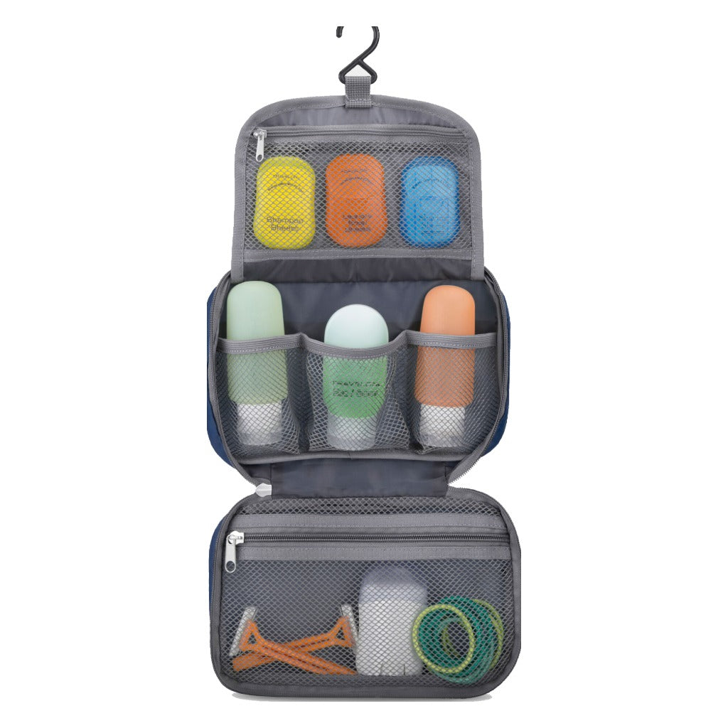 Travelon, Compact Hanging Toiletry Bag, Toiletry Bag, Royal Blue, Top view