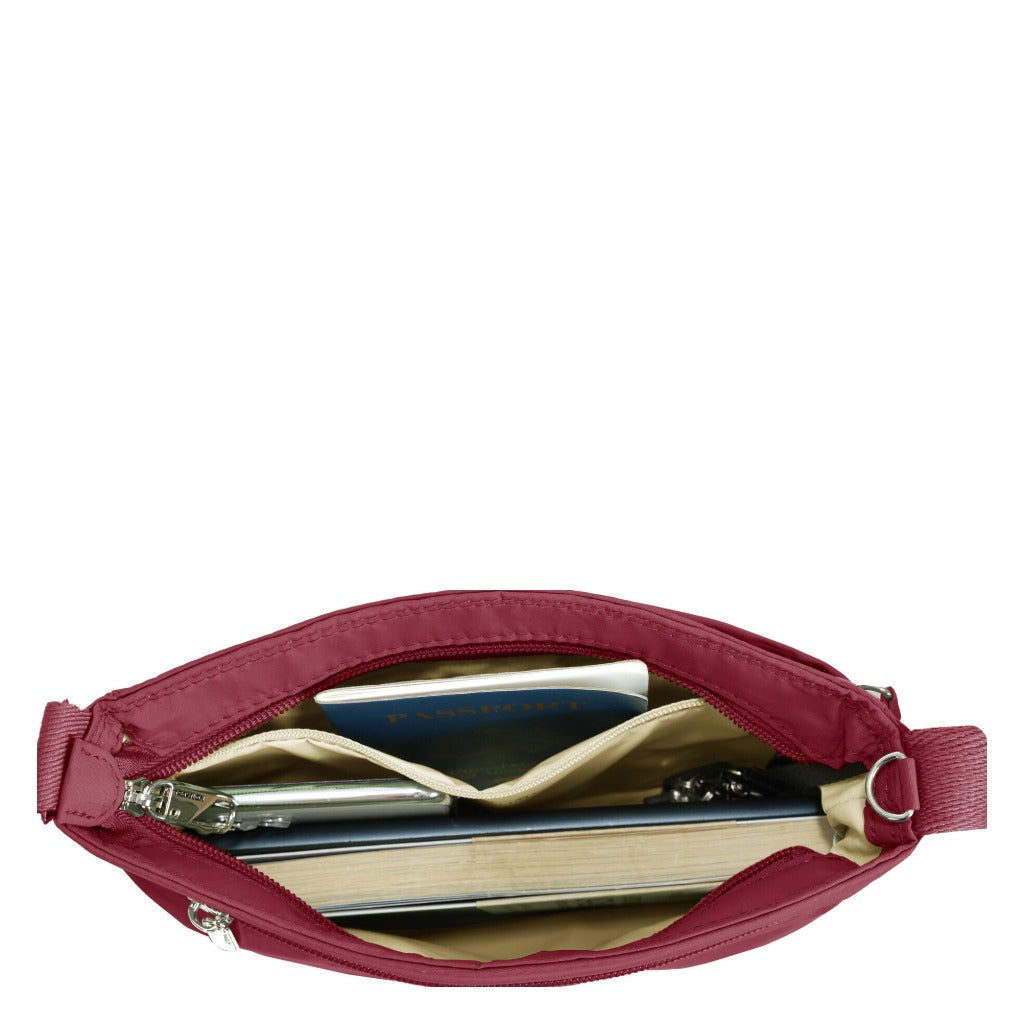 Travelon, Roam Anti-Theft Small Crossbody, Women's, Crossbody Bag, Cranberry, Top view